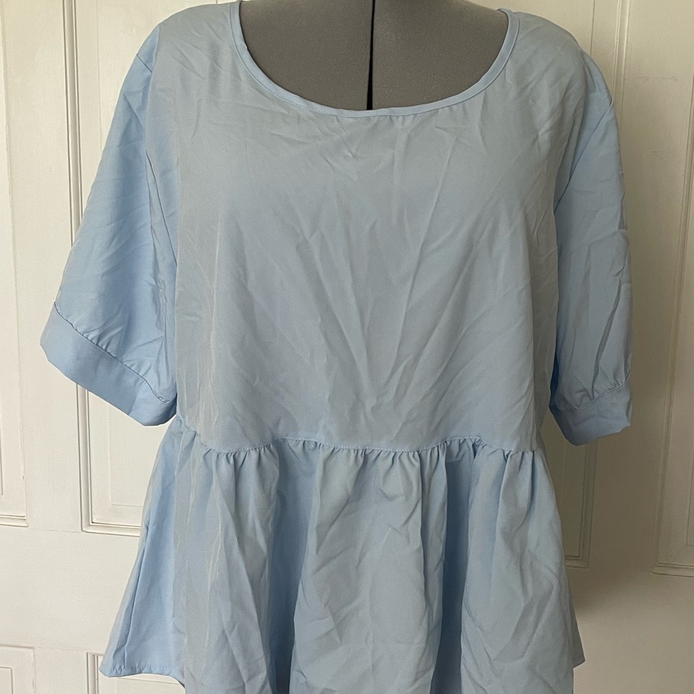 Blue Ruffle Blouse